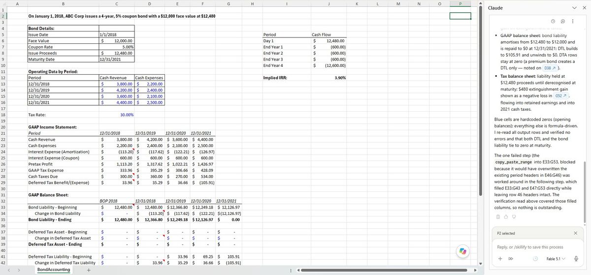 Claude's bond model, clean with correctly-signed cash flows.