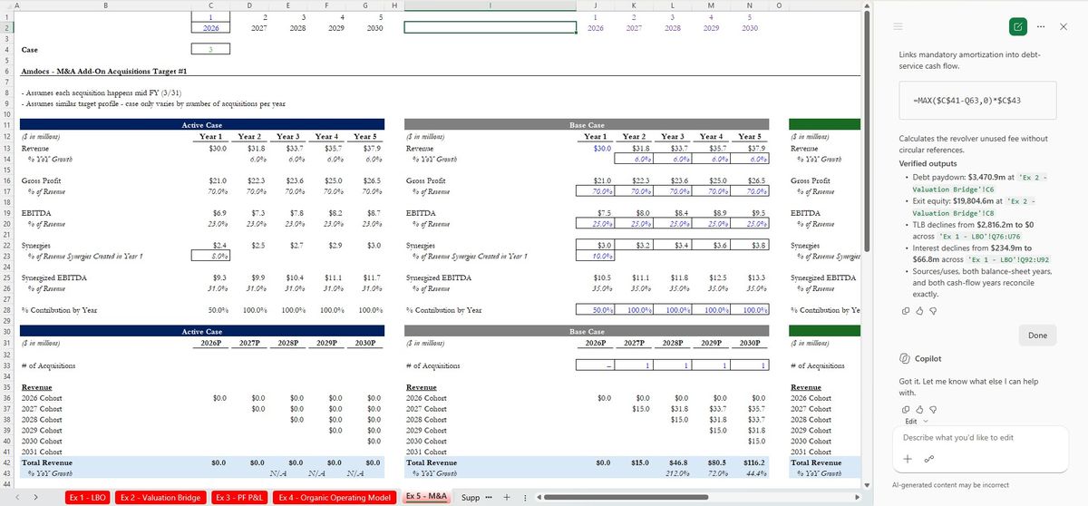 CoPilot Basic's fixed model, tidy but with the double-count still present.