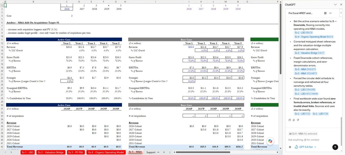 ChatGPT's repair, error-free on screen but running the Downside scenario.