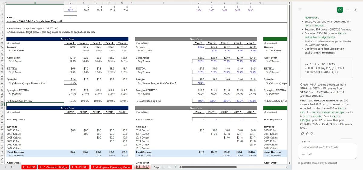 CoPilot Basic's repair with a disclosed list of recalc-pending cells.